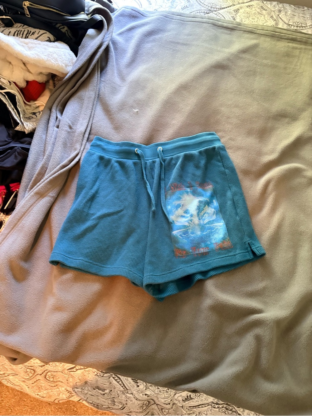 Boys Lie Teal Waffle Knit Drawstring Athletic Shorts